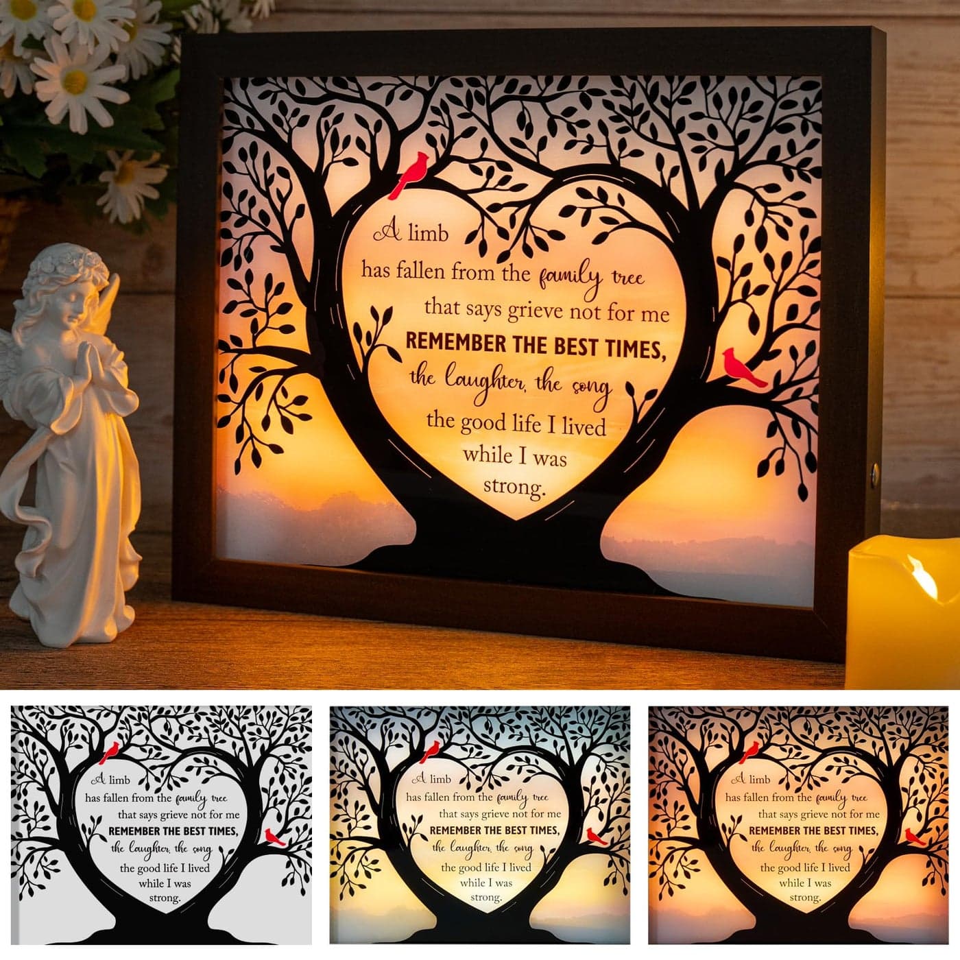 HN HAIINAA Sympathy Gift LED Memorial Shadow Box Memorial Gifts for Loss of Loved One Mother Mom Dad Father in Memory of Loved One Gifts
