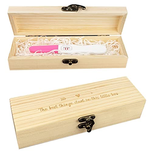 Blinking Stars Pregnancy Test Keepsake Box Surprise Pregnancy Announcements for Grandparents Dad Aunt and Uncle Wooden Baby Annouced Box for Grandma Auntie