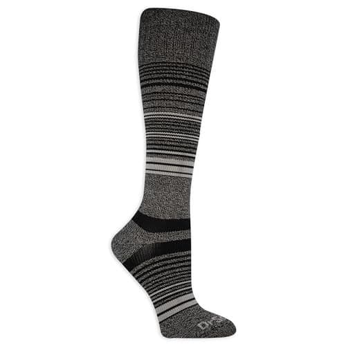 Dr. Scholl's Women Graduated Compression Knee High - 1 & 2 Pair Packs Energizing Comfort And Fatigue Relief Socks, Black/Gray Stripe, 8-12 US