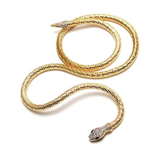 Tvoip Fashion Collier Femme Jewelry Full Rhinestone Accessories gold silver Crystal Snake long Pendant Necklace. (Gold)