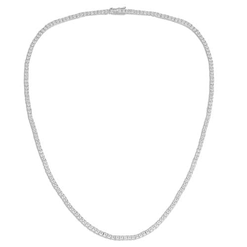 Tennis Necklace 925 Sterling Silver| 2mm Round Cubic Zirconia Cut Faux Diamond Tennis Chain for Women and Men Bridal Wedding Jewelry 16 inches