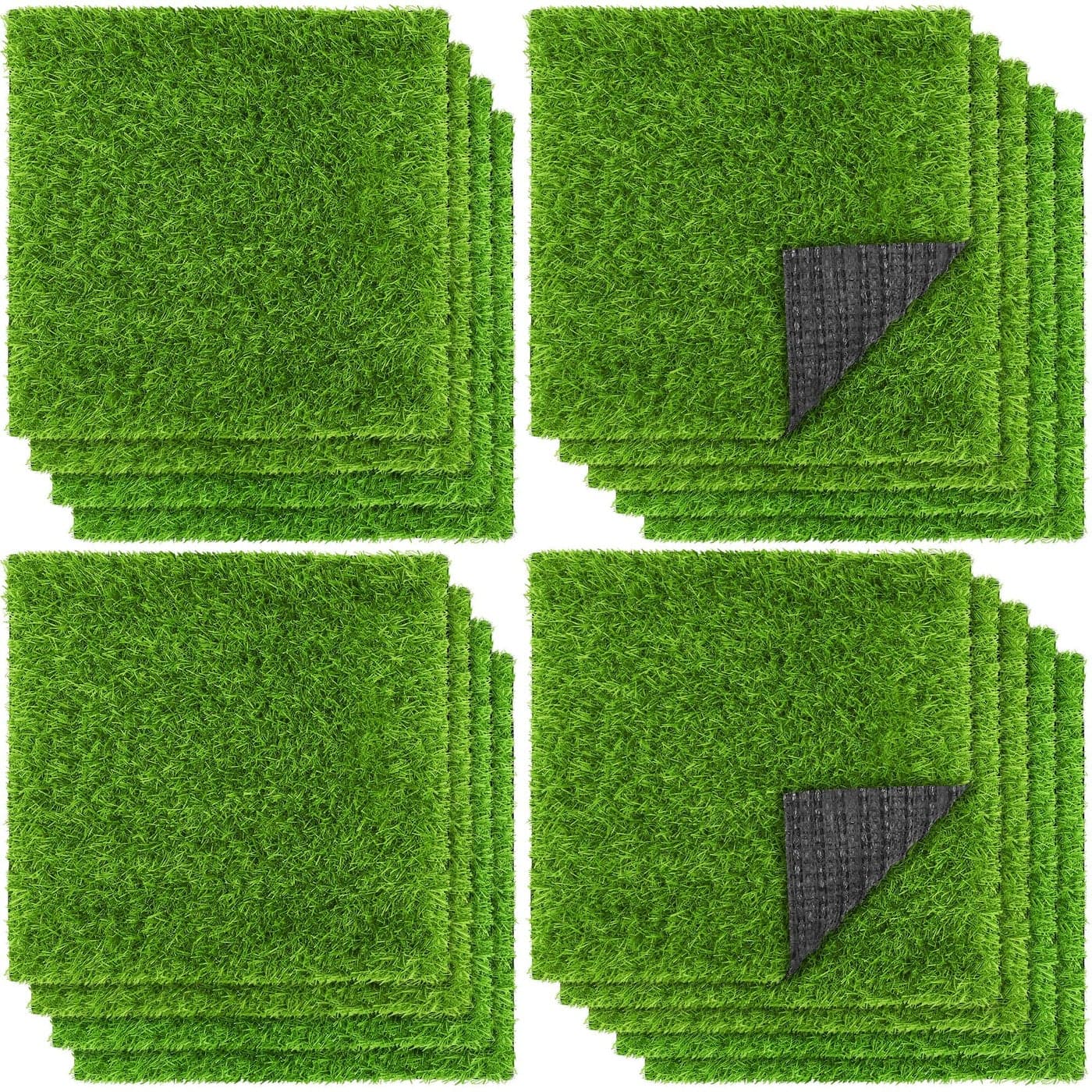 TURSTIN 18 Pieces Artificial Grass Mat 12 x 12 Inch Synthetic Grass Square Mats Indoor Outdoor Patio Flooring Fake Turf Patch Tiles Realistic Grass Rug for DIY Crafts Miniature Garden Grass Green
