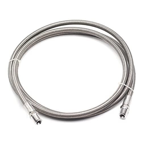 HFSR 14 Male NPT Stainless Steel Braided Hose 72 Length wPTFE Liner 2000PSI 72 inch