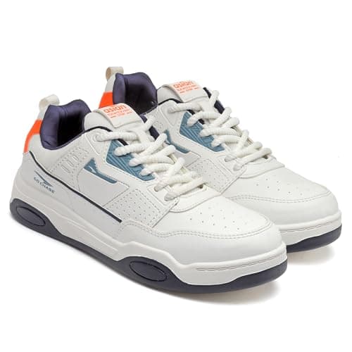ASIAN Men VEGAS-01 Stylish Casual Mid Top Sneakers and Trendy Shoes with Laces for Men & Boys | Perfect for Wearing to Outings (WHTSLTORNG) -UK 9