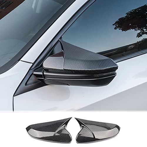 Rifoda for Civic Carbon Fiber Printing Chrome Plated car Door Side Mirror Cover Trim ABS Material for Honda 10th gen Civic 2016 2017 2018 2019 2020 2021