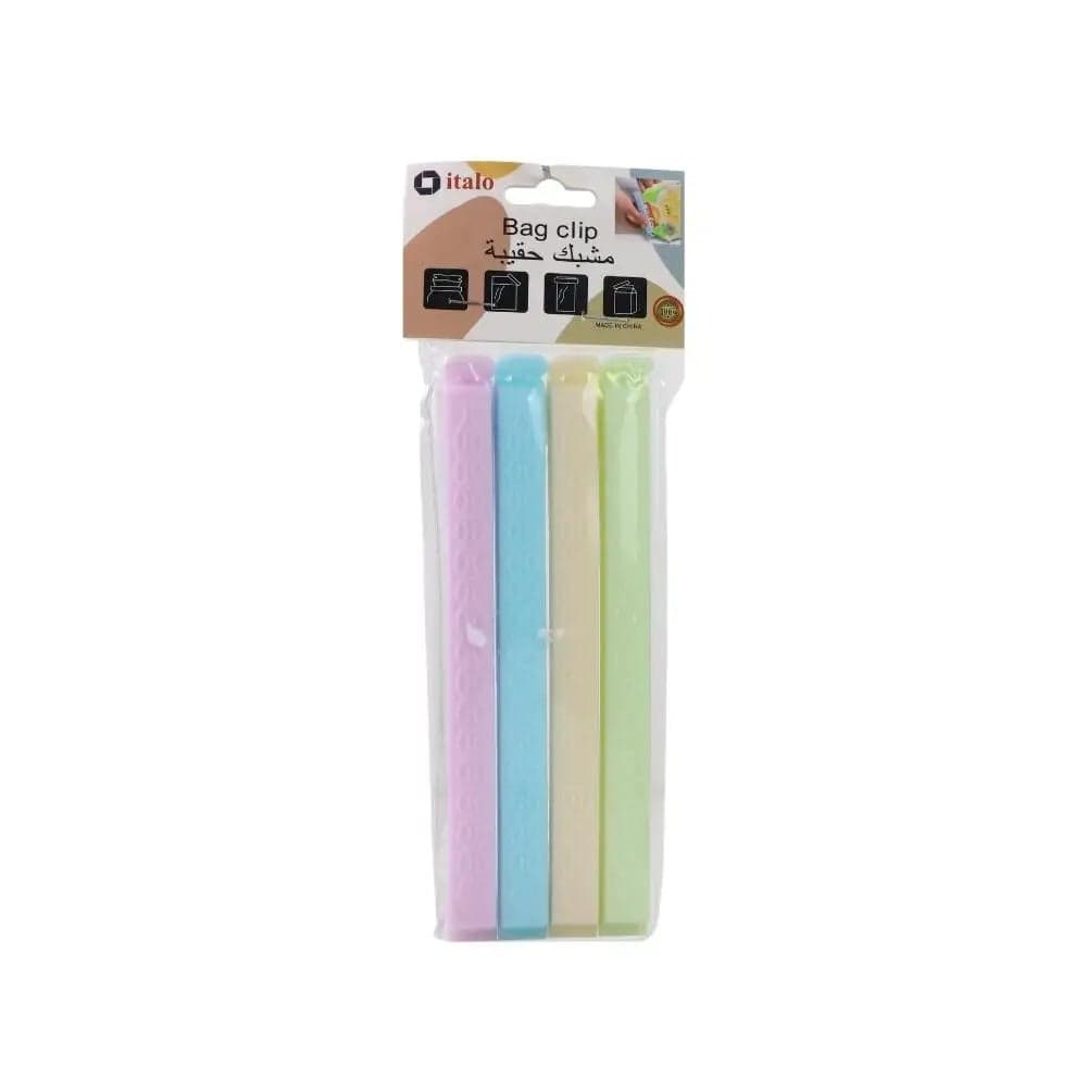 Italo Food Sealing Bag Clip Set, Large Chip Clips In Assorted Color- Pack of 4 Pieces