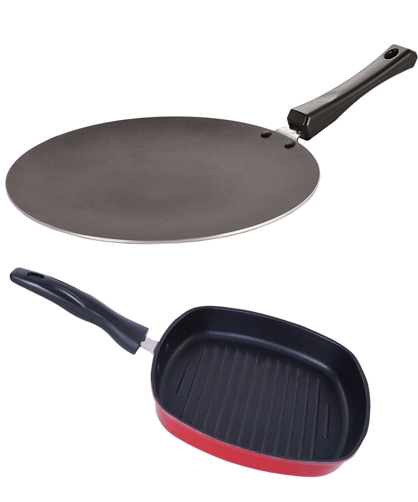 Nirlon Non-Stick Concave Tawa and Grill Pan Combo Kitchenware Item Set, 2.6mm_CT11_GP(22.5)
