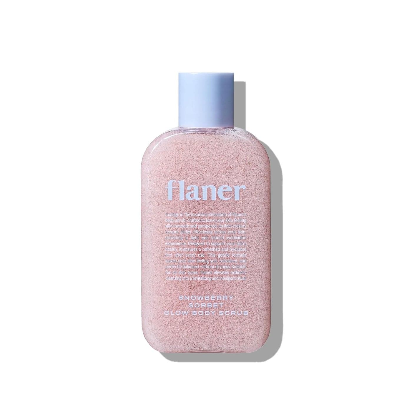 FLANER Snowberry Sorbet Glow Body Scrub Gentle Exfoliating Scrub Brightening Hydrating Formula with 9800ppm of White Strawberry Water and Niacinamide Korean Body Wash for Silky Soft Skin
