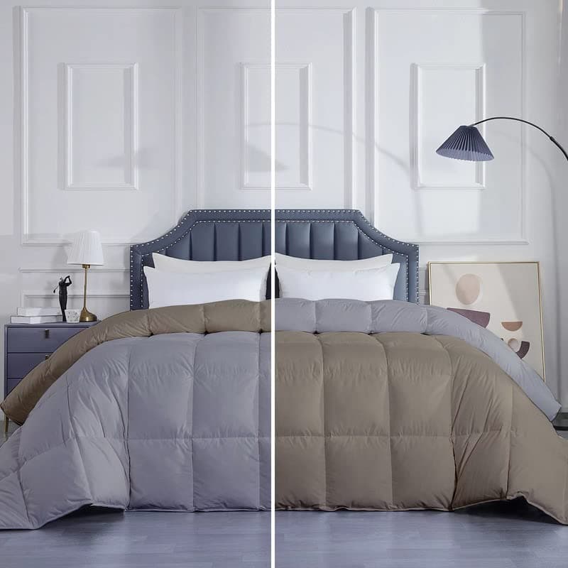 MammaYo Razzai Down Alternative Soft Quilted 300 GSM All Weather Comforter (90" x 100" Inches/228cm x 254cm) - Double Bed Comforters|Silver/Beige| TC - 400
