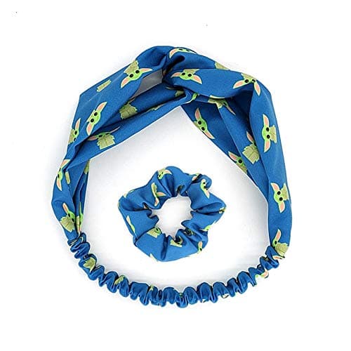 BLAISTER Cute Baby Yoda Headbands Hair Scrunchies for Women Non Slip Stretchy Breathable Hair Bands Criss Cross Head Wrap Elastic Hair Tie Ropes Hair Accessories