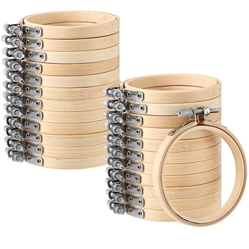 Embroidery Hoop Bulk Tiny Small Wooden Round Circle Cross Stitch Bamboo Sewing Hoop for Art Craft Handy Sewing Halloween Thanksgiving Day Christmas48 Pcs