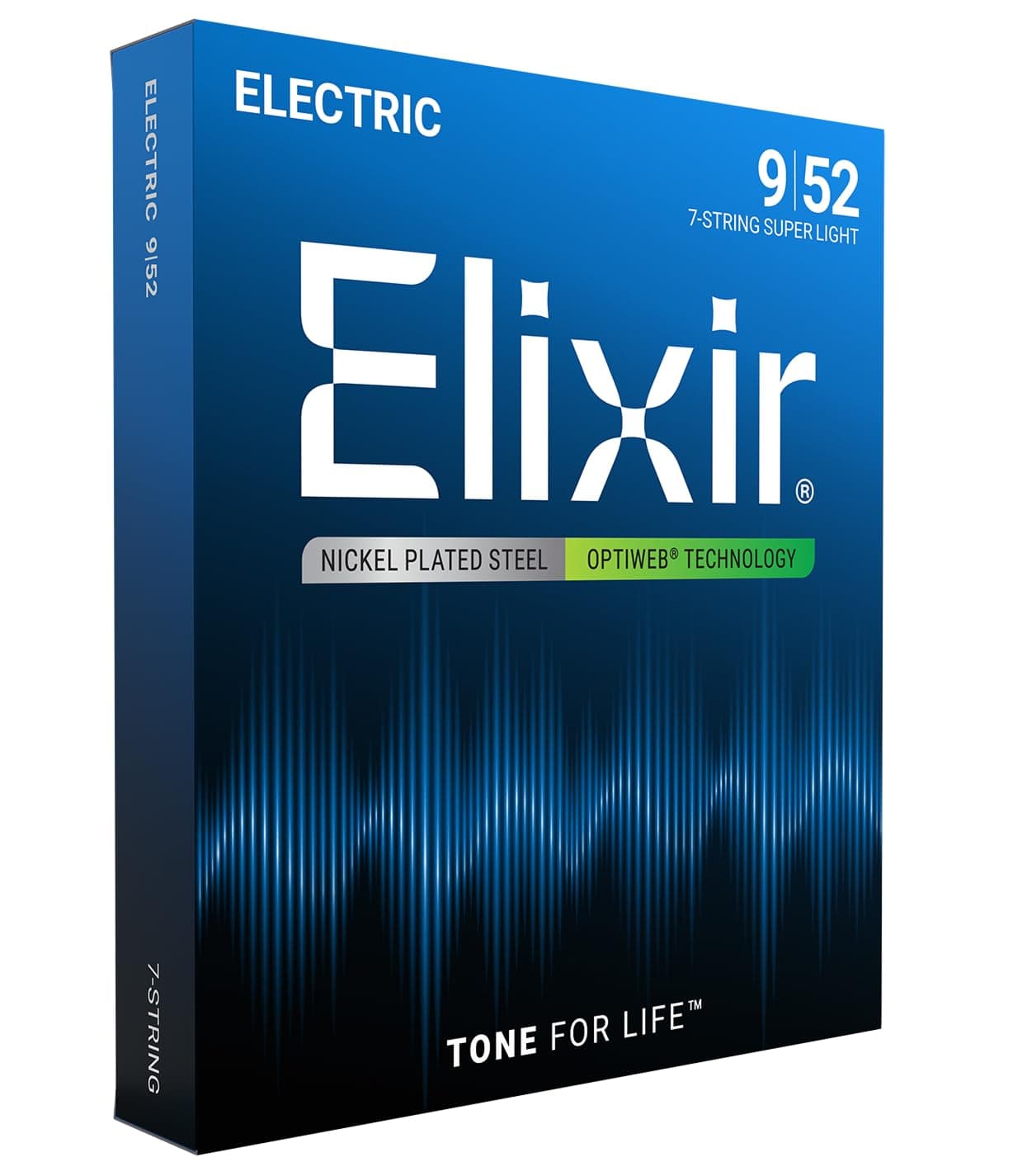 Elixir Strings, Electric Guitar Strings, Nickel Plated Steel with OPTIWEB Coating, Longest-Lasting Crisp Tone with Comfortable Feel, 7 String Set, Super Light 9-52