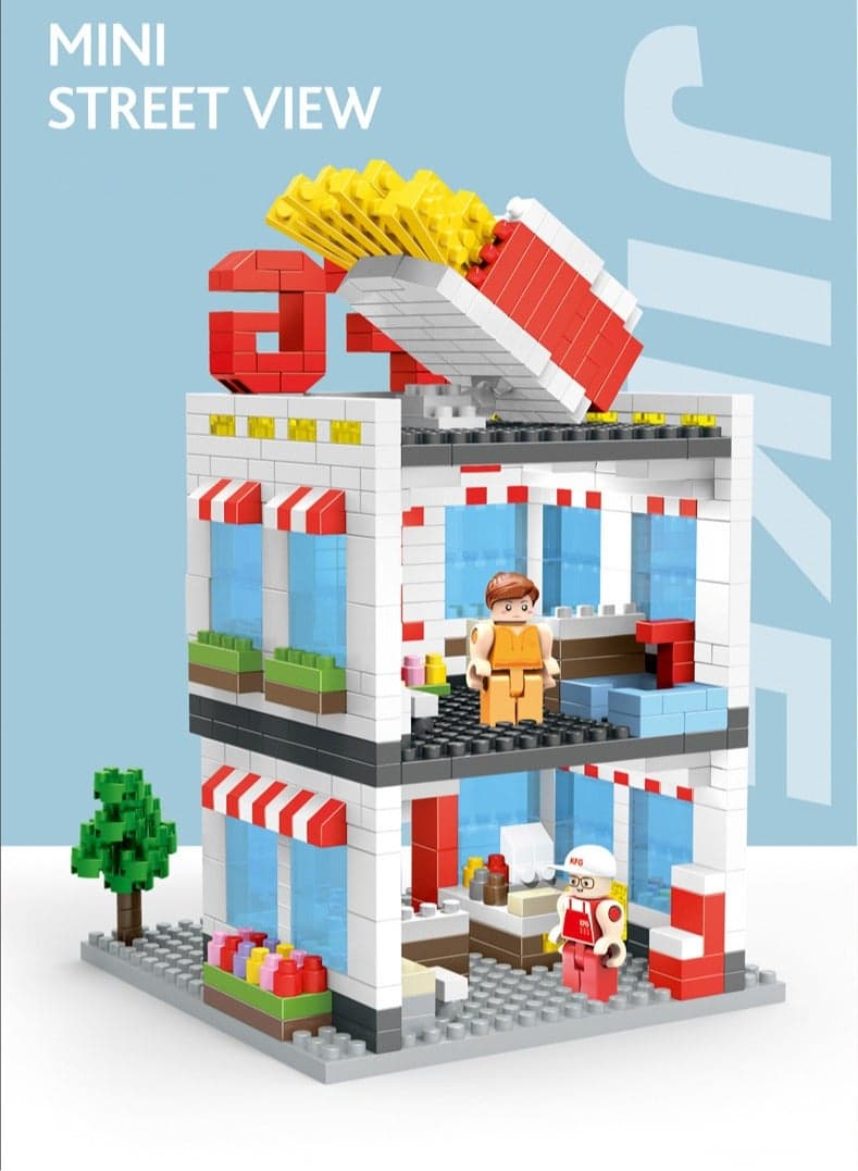 704 Building Blocks, Mini Chip Shop Toy Set, Educational Set Birthday Gift, Suitable for Children over 6 Years Old