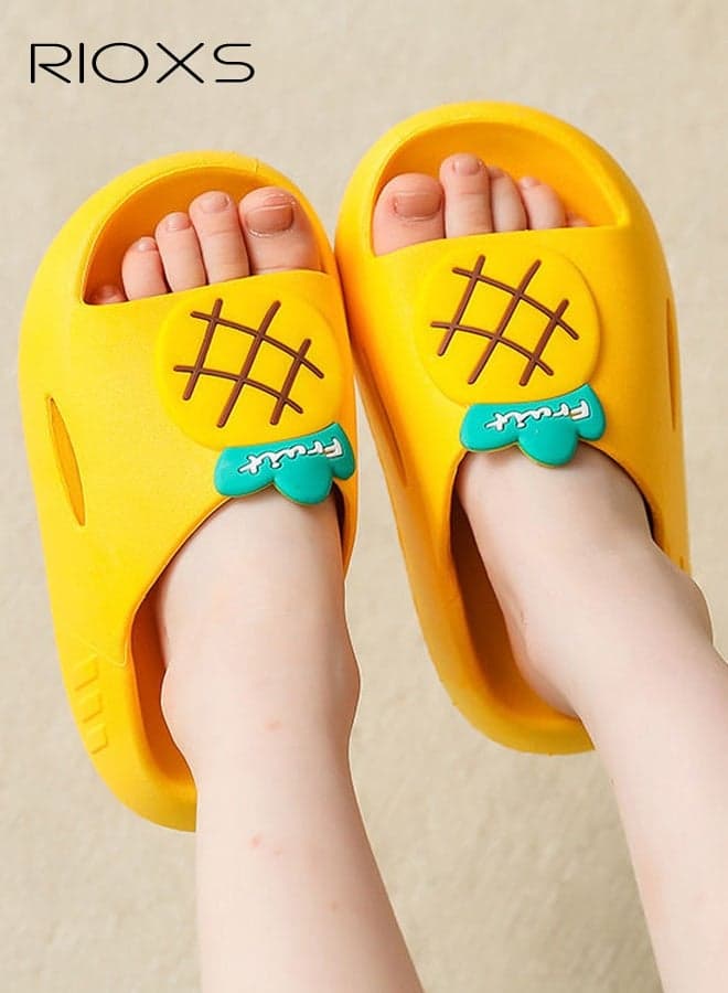 Kids Slippers, Non-Slip Slippers for Toddler Boys Girls, Cute Cartoon Slide Slipper, Comfy Soft Sole Slip-on Slippers, Quick Dry Bath Slides, Non-slip Shower Slippers, Kids Unisex Slippers for Bathroom Summer Pool, Indoor Outdoor Beach Open-toes Shoes