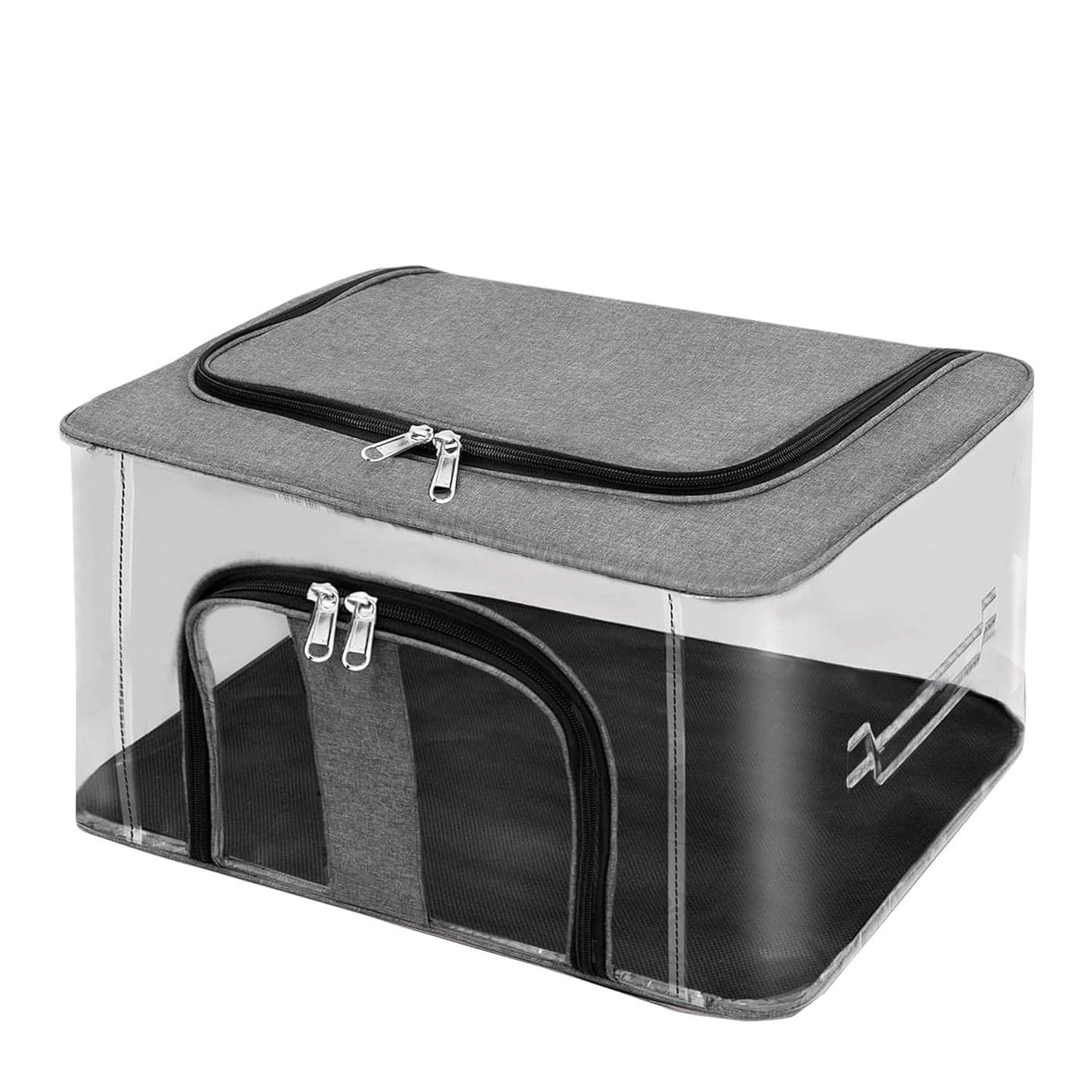 SHIKSHAPATRI 33 L Nylon PVC Transparent Moisture Proof for Clothes Under Bed Closet Wardrobe Organizer Bag for Clothes with Carry Handle Grey Set of 1
