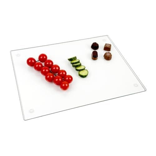 Tempered Glass Cutting Board for Kitchen, Clear Cutting Board for Countertop, Dishwasher Safe, Scratch Resistant, Heat Resistant, Shatter Resistant (16"x12")
