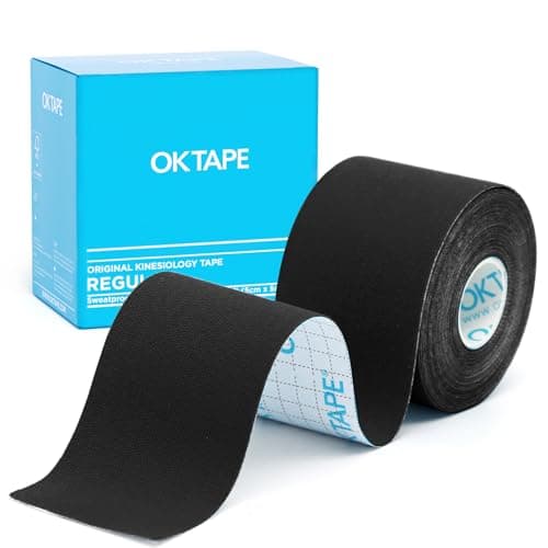 OK TAPE Kinesiology Tape Regular Original Cotton Elastic Athletic Tape for Support and Recovery Sports Tape 2in164ft Uncut Roll Black