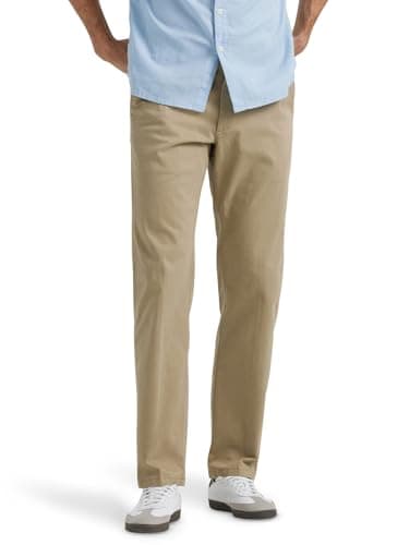 Lee Men's Extreme Motion Flat Front Regular Straight Pant Original Khaki 36W x 34L