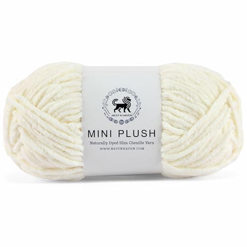 NESTNHAVEN, Wool, MINI Plush Chenille Yarn Supersoft Hand Knitting Wool Ball, (1 Ball/100 Gram Each) Ball Suitable for Craft, Babywear, Baby Blankets, 4 Medium, Shade no - NNHMP001 (Off White)