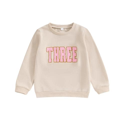Lamuusaa Toddler Baby Girl Boy Birthday Outfit One/Two/Three/Four/Five/Six Embroidery Sweatshirt Shirts Birthday Gift