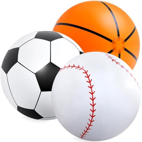Lewtemi Giant Inflatable Sports Balls Large Inflatable Beach Ball Baseballs Soccer Rainbow Basketball Football for Sport Birthday Party Favor3 PcsSoccer Baseball Basketball40 Inch