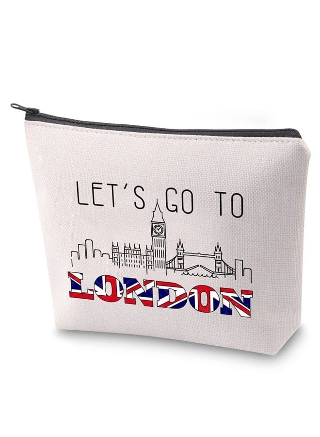 London Tavel Gift London Trip Travel Case Let's Go To London Tavel Bag Travel Addict Cosmeic Bag Journey Together Makeup Bag London Travel Souvenir (London)