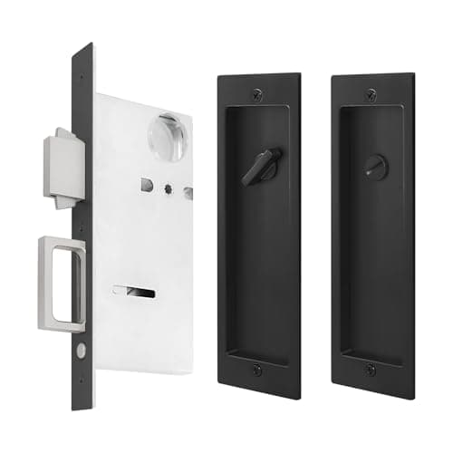 Pocket Door LockModern Rectangular Pocket Door Hardware Finger Flush Pulls with Edge Pull for Pocket Doors Sliding DoorsFolding Doors etc Black Privacy Lock