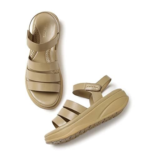 Marc Loire Womens Slip-On Platform Wedge Heel Fashion Sandals - Beige 4 Uk