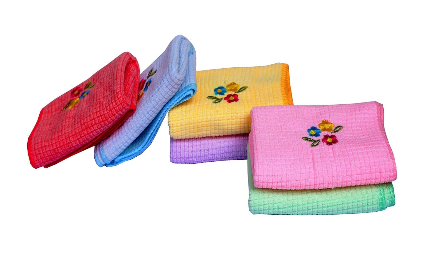 Space Fly Attractive Embroidery Girls & Women Good Look Cotton & Very Soft Hanky, Face Towels, Handkerchiefs, Set of 6 (Size : 26CM X 26CM) (Multi Color)