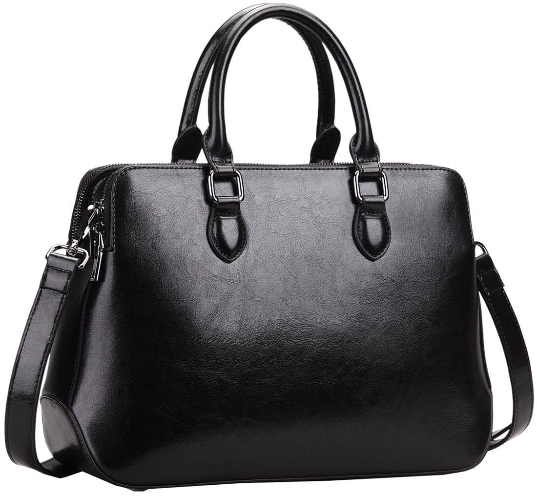 HESHE Womens Leather Tote Bags Handbags and Purses Shoulder Bags Tophandle Handbags Designer Handbags for Women Crossbody Bags BlackCowhide Leather