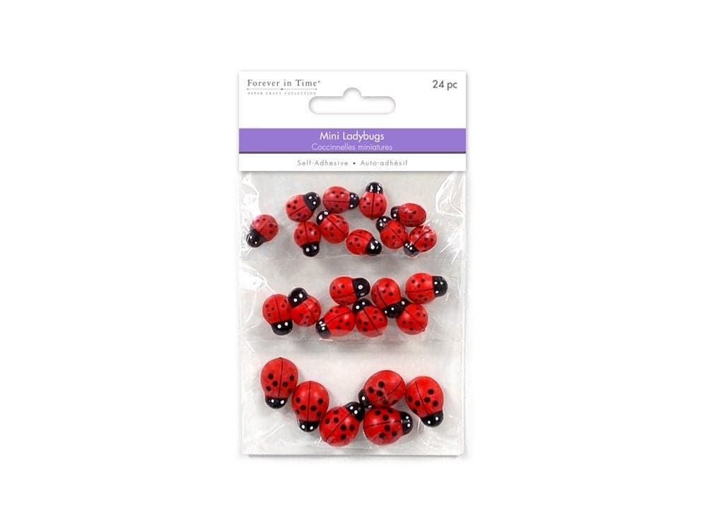 Forever in Time SE203 Mini Plastic Ladybugs X24 PeelnStick