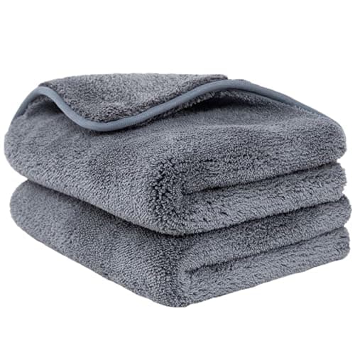 DETACHI Dual Sided Microfiber Cloth for Car/Bike (2pc - 40x60 cm, 900 GSM),Thick Lint & Streak-Free Multipurpose Cloths | Absorbent Extra Thick Plush Towel for Cleaning, Washing & Drying-Grey