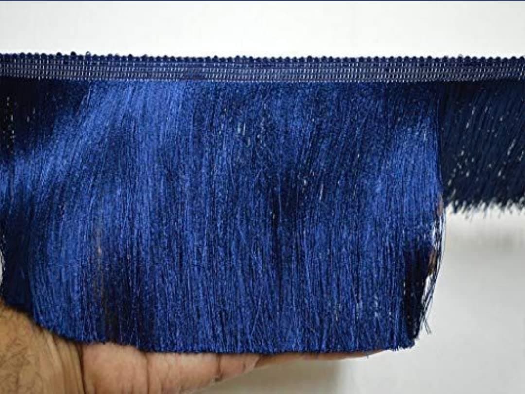 PREMDAS LACES Fringe Trim Lace Polyerter Fibre Tassel 6Inch Wide 10 Yards Long For Clothes Accessories Latin Wedding Dress Diy Lamp Shade Decoration Pack Of 1 Navy Blue