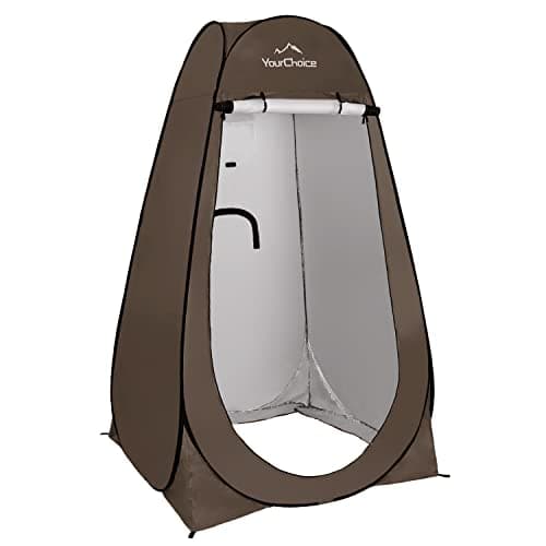 Your Choice Pop Up Privacy Tent, 3.9x3.9x6.2FT Portable Shower Tent for Camping, Waterproof Outdoor Changing Room with Carry Bag for Beach Hiking RV Fishing - Brown