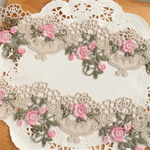 1 feet 6cm Wide Beige Venise Floral Lace Trim Edge Sewing Craft Flower Polyester Lace Fabric Embroidered Applique Decorated Ribbon Vintage Style Trimmings Edging Trim