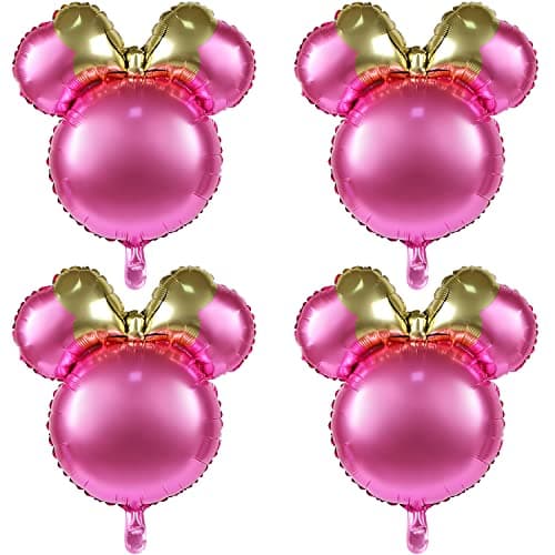 MIKIMIQI 4 Pcs Bear Foil Balloons 24 Mylar Balloon for Birthday Party Decorations Jumbo Bear Head Aluminum Foil Balloons Party Favors Supplies Pink