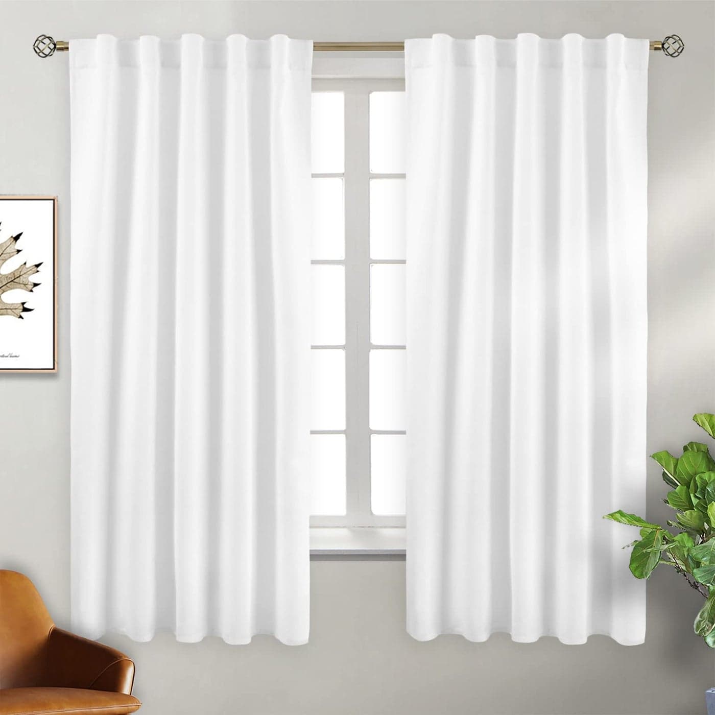 BGment Pure White Room Darkening Curtains 63 Inch Rod Pocket and Back Tab Thermal Curtains for Bedroom Home Decor Curtains for Living Room 2 Window Curtain Panels 42 x 63 Inch