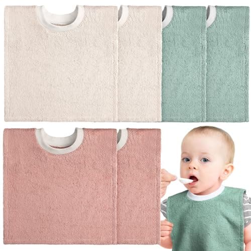Foaincore 6 Pcs Pullover Baby Bibs Cotton Terry Toddler Absorbent Infant for Feeding and Drooling Towel Bib Vivid Color
