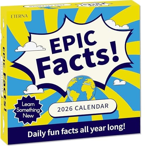 2026 Epic Facts Daily Desktop Calendar Day To Day Tear Off Calendar with 365 Interesting Mental Floss Facts for Everyday of the Year Fun Box Calendar Gift For Men or Women Christmas Stocking Stuffer Gift for Home or Office