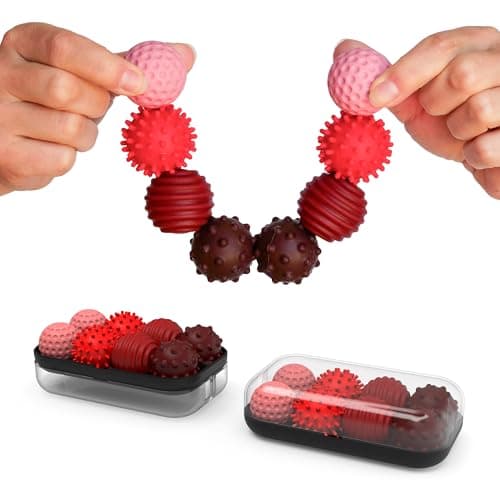 ONO Signets Silicone Magnetic Balls with Textured Dimples Bumps and Waves Fun to Play with Fidget Toy for Adults Help Relieve Stress Anxiety Tension Ruby Set of 8