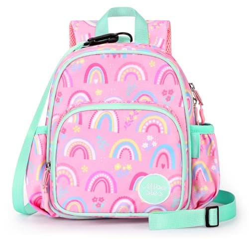 mibasies Backpack Leash for Toddlers 1-3: Baby Backpack for Girls with Anti-Lost Harness - Rainbow Pink