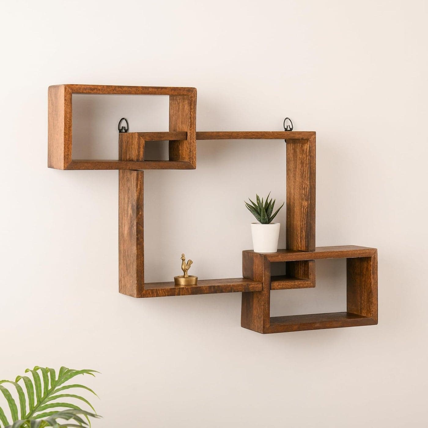 Wood Curls Wall Mounted Wooden Shelves for Living RoomWall Shelves for Home DecorIntersecting Wooden Wall Shelf Geometric DesignWall Mounted Shelves for Decorative ItemsPlantsBooksMango Wood