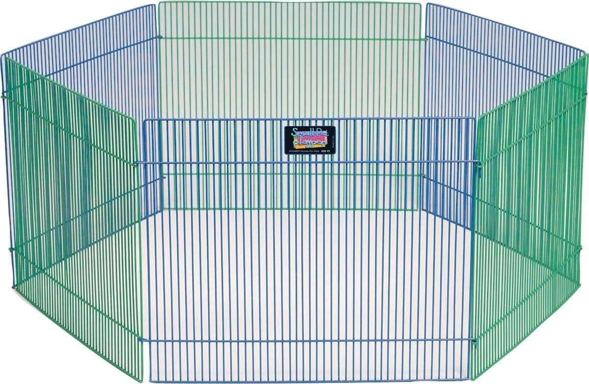 MidWest Homes for Pets Small Animal Pet PlaypenExercise Pen Blue and Green1 Count Pack of 1 Small Animal Playpen