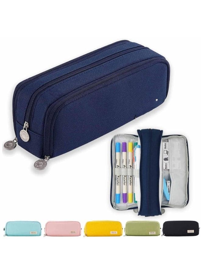 Large Capacity Pen Pencil Case with 3 Compartments, Teenagers’ Girls’ Pencil Case Office Supplier Holder Box Organizer, Multi-functional Pen Pouch Organizer for Office School Teen Girl Boy Men Women