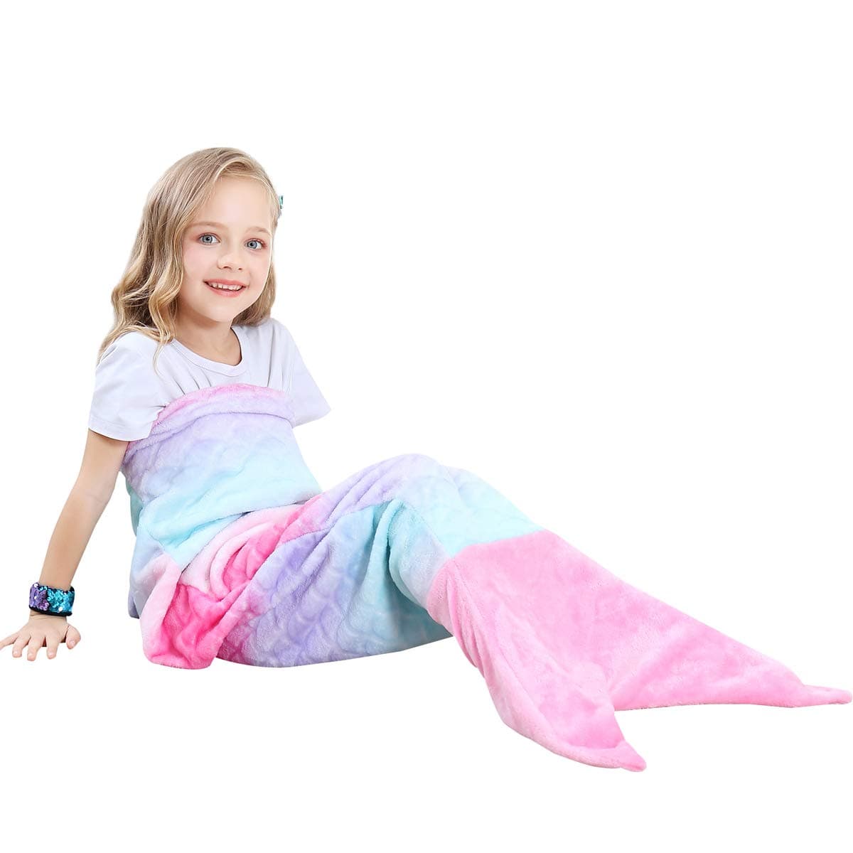VHOME Kids Mermaid Blanket Gifts Warm Living Room Sofa Blanket Children Cuddly Blankets for Birthday Gift K1Pink Kids 47 x 19