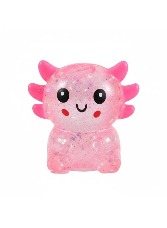 Glitter Axolotls Squishies Toy, Stretchy Axolotls Stress Ball, Soft Squeeze Sensory Fidget Toys for Kids Adults, Cute Easter Basket Stuffers Party Favors Classroom Prizes(Pink)