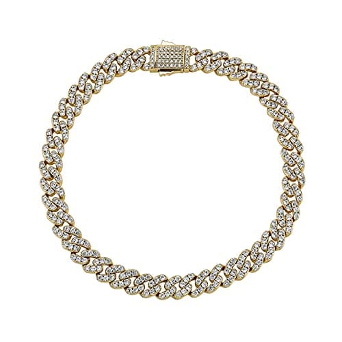 TOPGRILLZ 8mm Cuban Link Anklets Bracelet for Women 6 Times 14K Gold Plated Fashion Foot Jewelry Gift(Gold, 11)