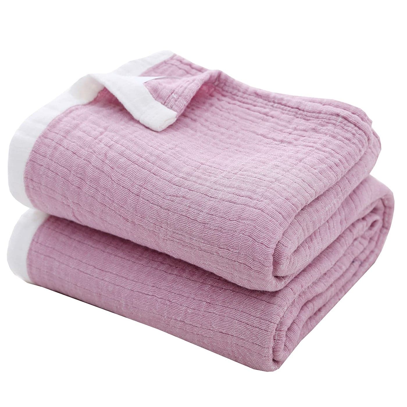 SE SOFTEXLY Cotton Muslin Throw Blanket for AdultsBreathable 4Layer Yarn Dyed Linen Texture Gauze Blanket for Bed Sofa CouchSuper Soft Lightweight Blanket for All Season50x60Lavender Purple