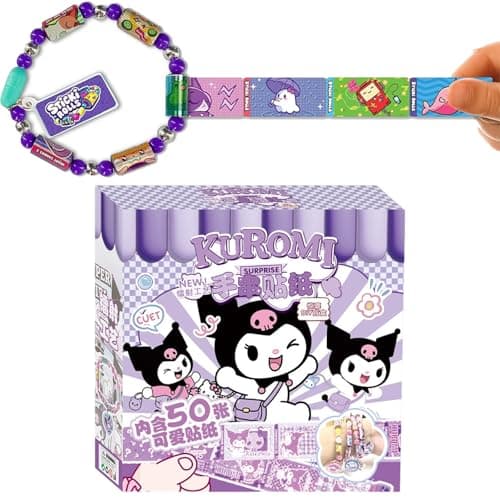 Aeenioy Sticky Rolls Bracelet, DIY Sticker Making Kit for Kids, Wearable Crafting Fun with 50pcs Random Sticker Bracelets, Creative Jewelry Making Set for Girls, Adjustable Bangles for Kids