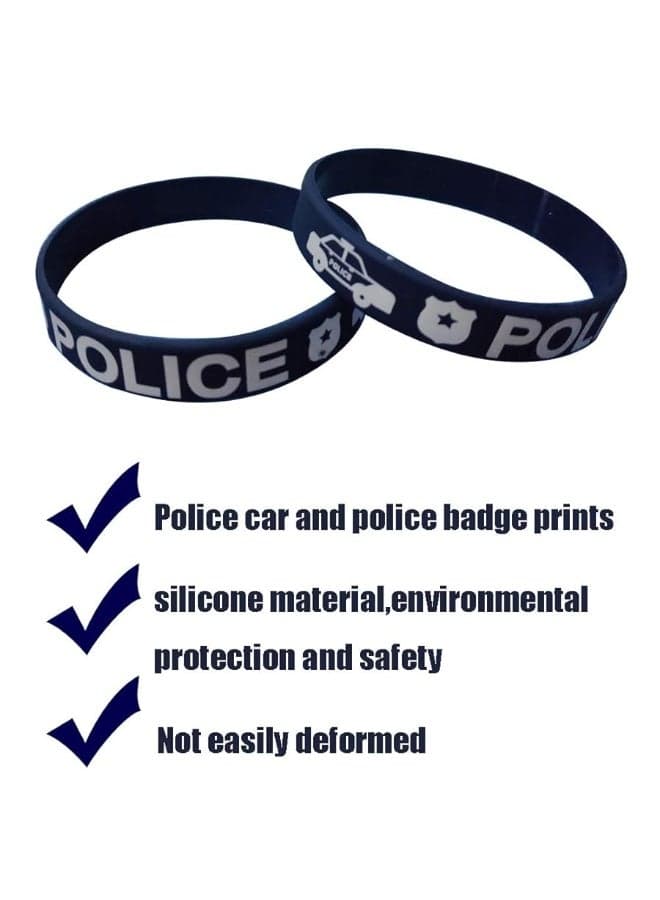 24PCS Police Party Favors Rubber Bracelets - Police Birthday Party Supplies Decorations Goodie Bag Stuffers Silicone Wristbands